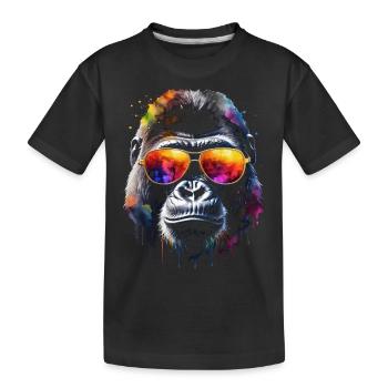 Gorilla Sunglasses Monkey Colorful Animal Design Print - Kids' Premium Organic T-Shirt - black - Front