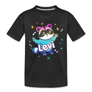 LEVI - Beau nom de garçon avec un raton laveur mignon - T-shirt bio Premium Enfant - noir - Devant