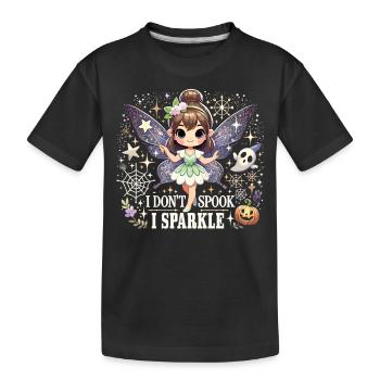 Halloween Fee T-Shirt - I don't Spook, I Sparkle - Kinder Premium Bio T-Shirt - Schwarz - Vorne