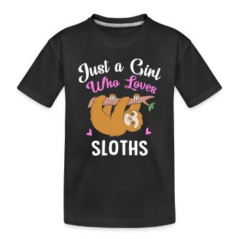 Sloth, laziness, lazy, morning grouch - Kids' Premium Organic T-Shirt - black - Front