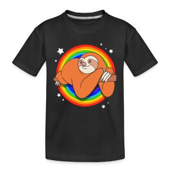 Faultier Faulheit Faulenzer Morgenmuffel LGBT - Kinder Premium Bio T-Shirt - Schwarz - Vorne
