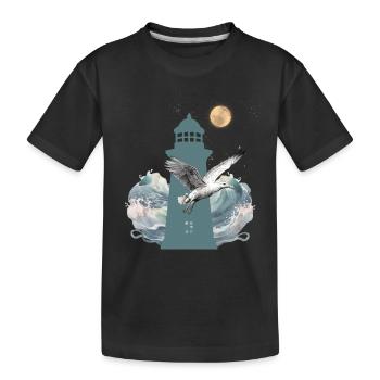 maritim Leuchtturm Leuchttürme Möwe - Kinder Premium Bio T-Shirt - Schwarz - Vorne
