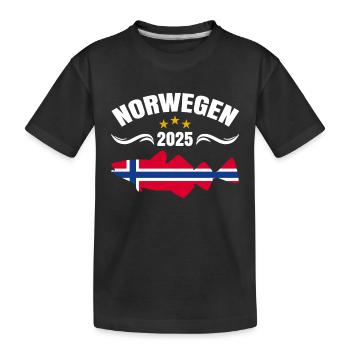 Norwegen Angeltour 2025 - Kinder Premium Bio T-Shirt - Schwarz - Vorne