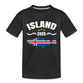 Island Angeltour 2025 - Kinder Premium Bio T-Shirt - Schwarz - Vorne