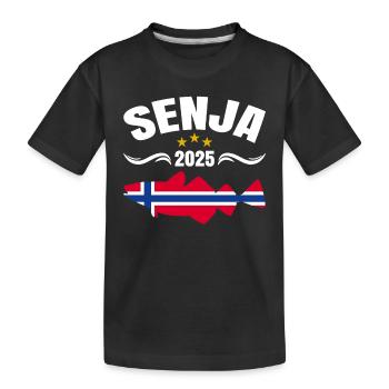 Senja Norwegen Angeltour 2025 - Kinder Premium Bio T-Shirt - Schwarz - Vorne