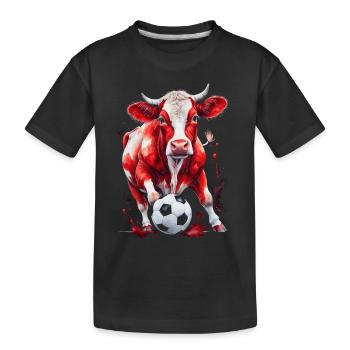 Cow Football Colorful Switzerland Animal Design Print - Kids' Premium Organic T-Shirt - black - Front