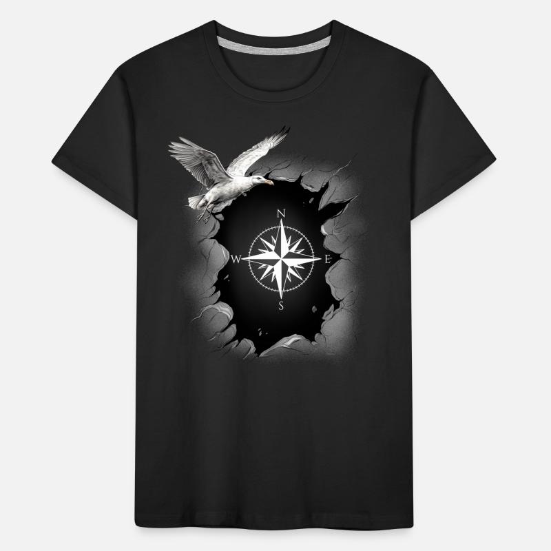 maritim Möwe Kompass Möwen Windrose Kinder Premium Bio T-Shirt