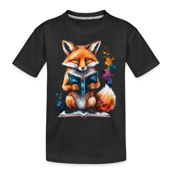 Renard lecture livre Coloré Animal Design Imprimer - T-shirt bio Premium Enfant - noir - Devant