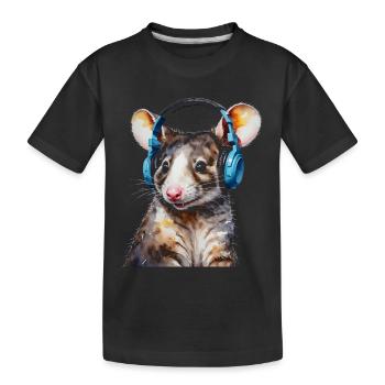 Casque Opossum Imprimé de conception d’animaux colorés - T-shirt bio Premium Enfant - noir - Devant