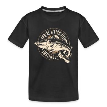 Fish And Chips You're O'fish'ally British Cuisine - Kinder Premium Bio T-Shirt - Schwarz - Vorne