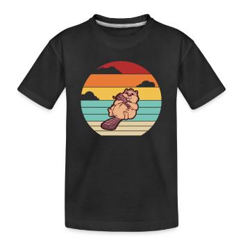 Retro North American Eurasian Castor Canadensis - Kids' Premium Organic T-Shirt - black - Front