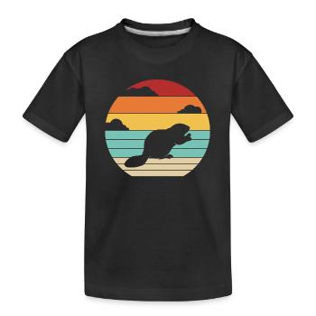 Retro Eurasischer Castor Canadensis Nordamerikanisch - Kinder Premium Bio T-Shirt - Schwarz - Vorne