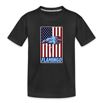 Drapeau vintage des États-Unis avec un oiseau échassier cool flamant rose - T-shirt bio Premium Enfant - noir - Devant
