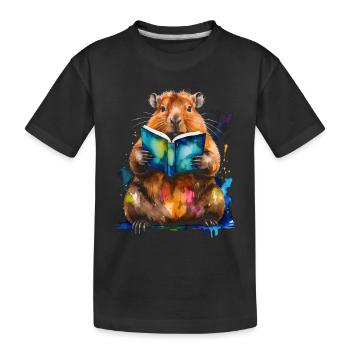 Capybara livre de lecture Capy coloré Animal Design Print - T-shirt bio Premium Enfant - noir - Devant