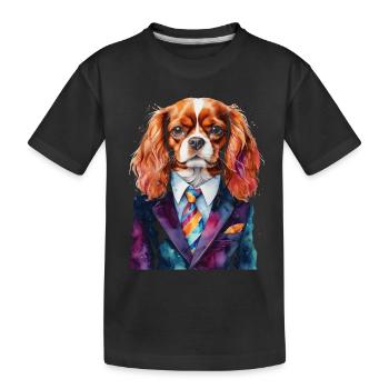 Cavalier King Charles Spaniel Costume Imprimé Chien - T-shirt bio Premium Enfant - noir - Devant