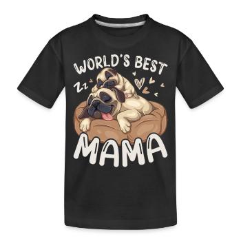Meilleur maman dormant carlin au monde Mère chiot - T-shirt bio Premium Enfant - noir - Devant