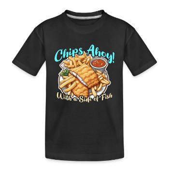 Fish And Chips Chips Ahoy With A British Cuisine - Kinder Premium Bio T-Shirt - Schwarz - Vorne