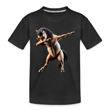 Lustige Dabbing Pferd Tanzen Tierliebhaber Dab - Kinder Premium Bio T-Shirt - Schwarz - Vorne