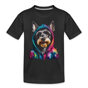 Zwergschnauzer Hoodie Hund Lustig Tier Print - Kinder Premium Bio T-Shirt - Schwarz - Vorne