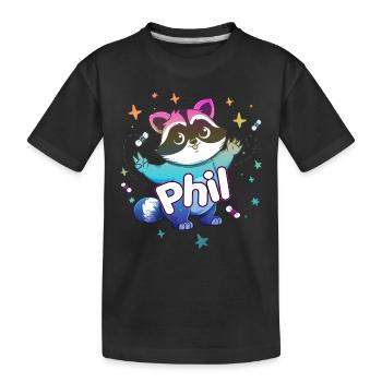PHIL - Beau nom de garçon avec un raton laveur mignon - T-shirt bio Premium Enfant - noir - Devant