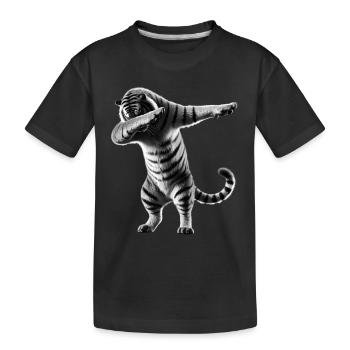 Funny Dabbing Tiger Wildlife Animal Lover - Kids' Premium Organic T-Shirt - black - Front