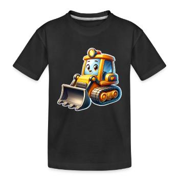 Bulldozer Radlader Bagger Baustelle Kinder - Kinder Premium Bio T-Shirt - Schwarz - Vorne