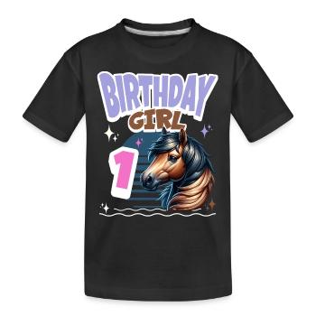 Pferd 1. Geburtstag Mädchen Kinder - Kinder Premium Bio T-Shirt - Schwarz - Vorne