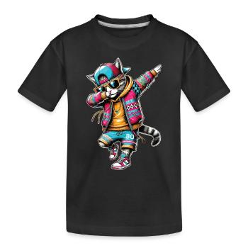 Chat dabbing intelligent de la rue - T-shirt bio Premium Enfant - noir - Devant