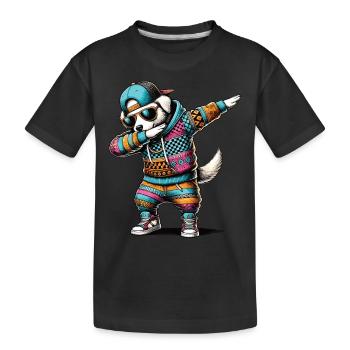 Dabbing Dog - Kids' Premium Organic T-Shirt - black - Front