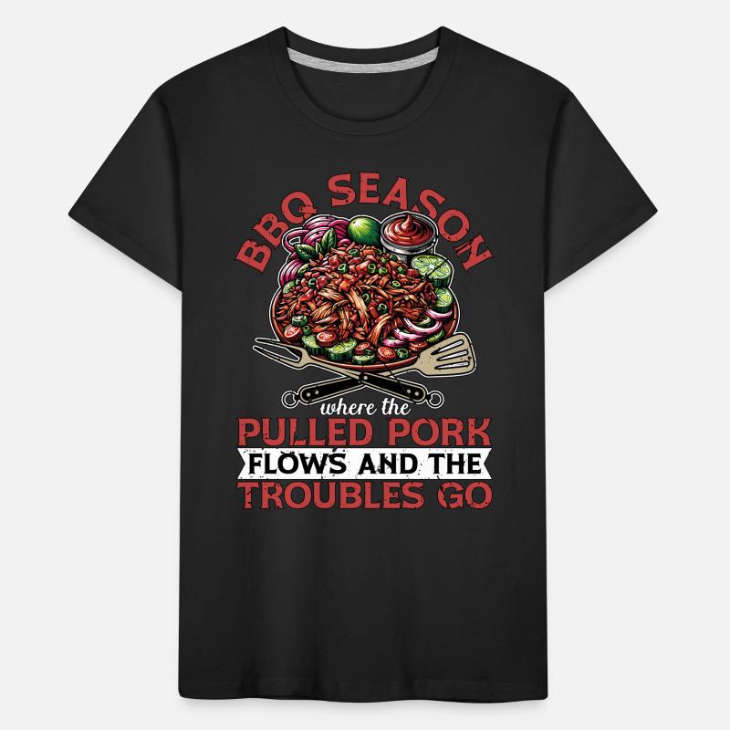 Pulled Pork BBQ Season Where The Pulled Grilling Kids' Premium Organic T-Shirt