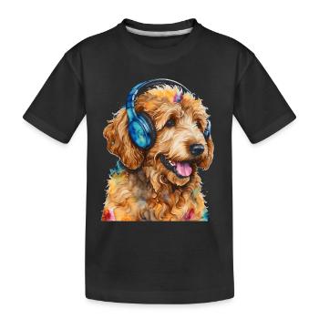 Goldendoodle Casque Chien Animal Design Imprimer - T-shirt bio Premium Enfant - noir - Devant