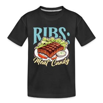 Ribs Meat Candy Grilled Meat Lover Ribs Barbecue - Kids' Premium Organic T-Shirt - black - Front