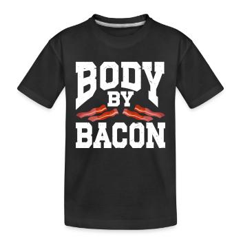Body By Bacon - Kids' Premium Organic T-Shirt - black - Front
