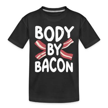 Body By Bacon - Kids' Premium Organic T-Shirt - black - Front