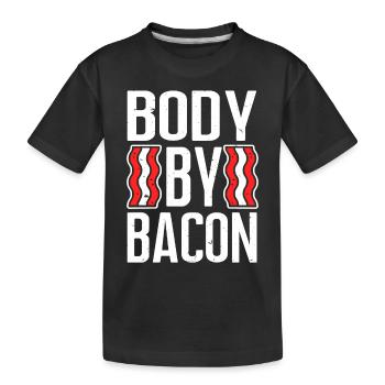 Body By Bacon - Kids' Premium Organic T-Shirt - black - Front