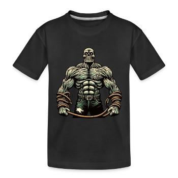Muskulöser Bodybuilder Halloween Kostüm Deko - Kinder Premium Bio T-Shirt - Schwarz - Vorne