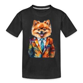 Poméranien Poméranien Costume Chien Imprimé Coloré - T-shirt bio Premium Enfant - noir - Devant