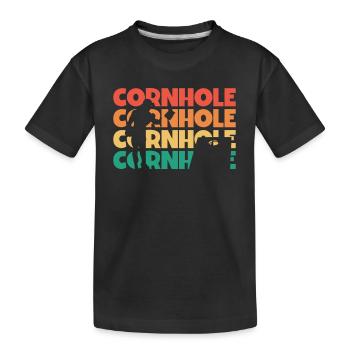 Cornhole Retro Text Plateau de jeu Sac de haricots Cornhole - T-shirt bio Premium Enfant - noir - Devant