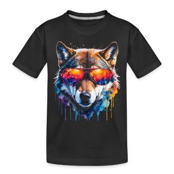 Wolf Sunglasses Colorful Animal Design Print - Kids' Premium Organic T-Shirt - black - Front