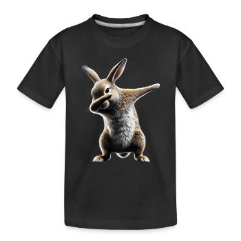 Funny Dabbing Rabbit Animal Lover Animals - Kids' Premium Organic T-Shirt - black - Front