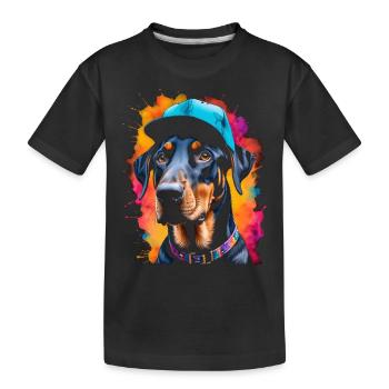 Doberman Snapback Cap Chien Drôle Design Imprimer - T-shirt bio Premium Enfant - noir - Devant