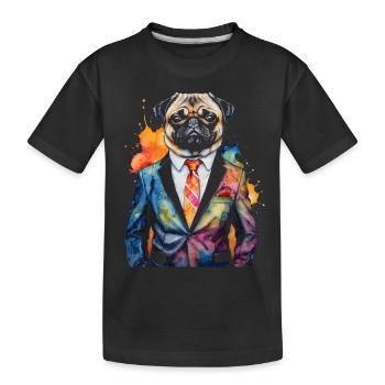 Carlin Costume Chien Coloré Drôle Animal Design Imprimer - T-shirt bio Premium Enfant - noir - Devant
