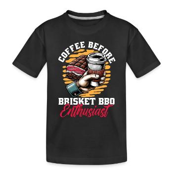 Brisket Barbecue Coffee Grilled Meat Coffee Lover - Kids' Premium Organic T-Shirt - black - Front