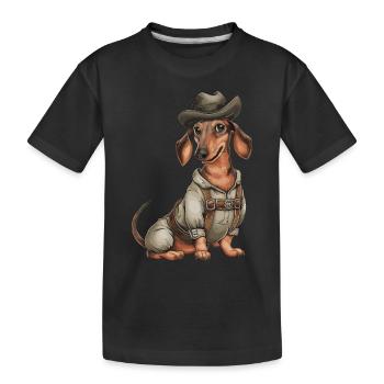 Teckel en costume traditionnel bavarois - T-shirt bio Premium Enfant - noir - Devant