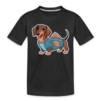 Teckel en costumes avec détails de nageoire - T-shirt bio Premium Enfant - noir - Devant