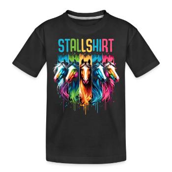 Pferde Stall Pferdestall Geschenk Gbeurtstag Reite - Kinder Premium Bio T-Shirt - Schwarz - Vorne
