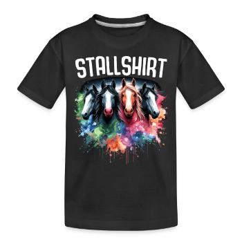 Pferde Stall Geschenk Gbeurtstag Reiten - Kinder Premium Bio T-Shirt - Schwarz - Vorne