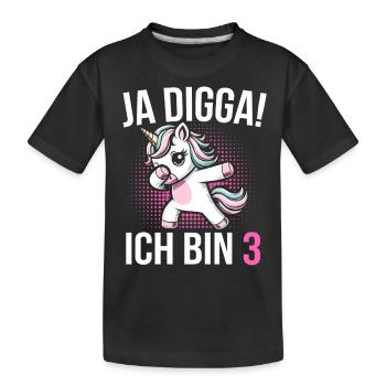 3. Geburtstag Mädchen Einhorn Geschenk - Kinder Premium Bio T-Shirt - Schwarz - Vorne