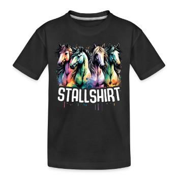 Pferde Stall Geschenk Gbeurtstag Reiten - Kinder Premium Bio T-Shirt - Schwarz - Vorne
