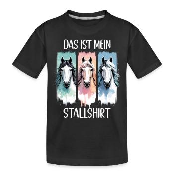Pferde Stall Geschenk Gbeurtstag Reiten - Kinder Premium Bio T-Shirt - Schwarz - Vorne